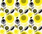 Black and yellow textured 60s floral retro pattern.