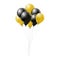 Black and yellow transparent helium balloons on white background. Flying latex balloons.