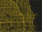 Black and yellow vector city map of Chicago.
