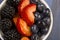 Blackberries, Strawberries, Blueberries in a White Bowl