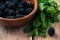 Blackberries in a wooden bowl