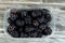 Blackberry, edible fruit of many species in genus Rubus in the family Rosaceae, hybrids among species with subgenus Rubus, and