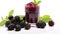 blackberry fresh and juice on the isolated background