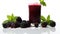 blackberry fresh and juice on the isolated background