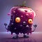 Blackberry fruit monster, funny cartoon character