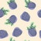 Blackberry with leaves seamless pattern for site, blog, coloring book, fabric. Vector