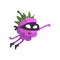 Blackberry In Mask Flying Like Superhero, Part Of Vegetables In Fantasy Disguises Series Of Cartoon Silly Characters