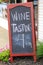 Blackboard advertising wine tastings