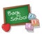 Blackboard apple and cubes of back to school design