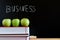 Blackboard and apples