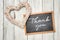 Blackboard with braided heart - Thank you