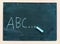 Blackboard dark or chalkboard with horizontal and banner / blackboard texture chalk draw and write A B C for education in school