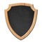 Blackboard with defense protection shield shape with bright wooden frame