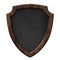 Blackboard with defense protection shield shape with dark wooden frame