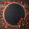 Blackboard enhanced by elegant red roses and delicate heart ribbon