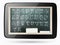 Blackboard inside computer tablet with sketchy alphabet