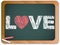 Blackboard with Love Heart Message