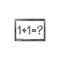 Blackboard with math task hand drawn sketch icon.