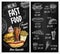 Blackboard menu with chalk sketches of fast food