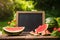 Blackboard outdoors, a perfect spot for a summer watermelon feast