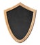 Blackboard with protection shield shape with bright wooden frame