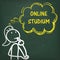 Blackboard Stickwoman Thinking Online Studium