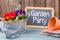 Blackboard with the text Garden Party