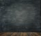 Blackboard Wall Wood Floor Background, School Black Board