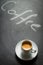Blackboard with the words coffee and espresso