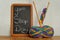 A blackboard with he words Yarn Shop Day