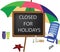 Blackboard with written closed for holidays-