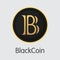 Blackcoin - Blockchain Cryptocurrency Graphic Symbol.