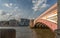 Blackfriars bridge illuminated by bright afternoon summer sunlight,central London,England,United Kingdom