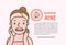 Blackhead acne woman cartoon action half body layout banner illustration vector on pink background. Beauty concept