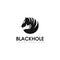 Blackhole logo, with hand stroking a horse vector