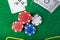 Blackjack hand on green table