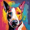 Blacklight painting-style Bull Terrier dog, Bull Terrier dog pop art illustration