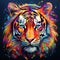 Blacklight painting-style tiger, tiger pop art, illustration