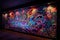 blacklight and uv-reactive mural with abstract shapes and colors