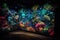 blacklight and uv-reactive mural depicting the natural world