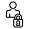 Blacklist padlock icon, outline style