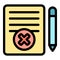 Blacklist reject document icon vector flat