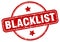 blacklist stamp. blacklist round vintage grunge label.