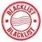 BLACKLIST text written on red round postal stamp sign