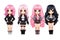 BLACKPINK kawaii chibi doll stickers in different poses and moods isolated PNG