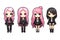 BLACKPINK kawaii chibi doll stickers in different poses and moods isolated PNG