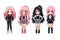 BLACKPINK kawaii chibi doll stickers in different poses and moods isolated PNG