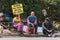 Blackpool, england, 31/07/2017 Anti shale gas fracking protestors outside the cuadrilla fracking site at Preston New Road in Lanca