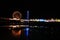 Blackpool illuminations with reflection on the beach