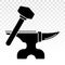 Blacksmith anvil with hammer flat icon for apps or website